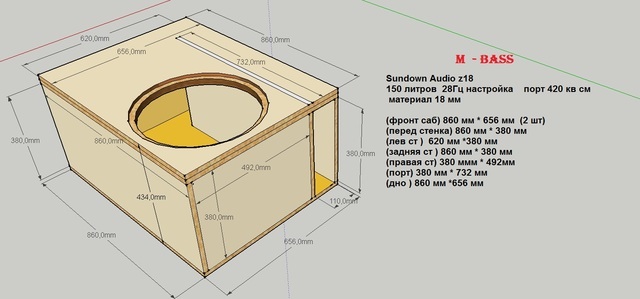 Короб под 18 сабвуфер чертеж на трубе